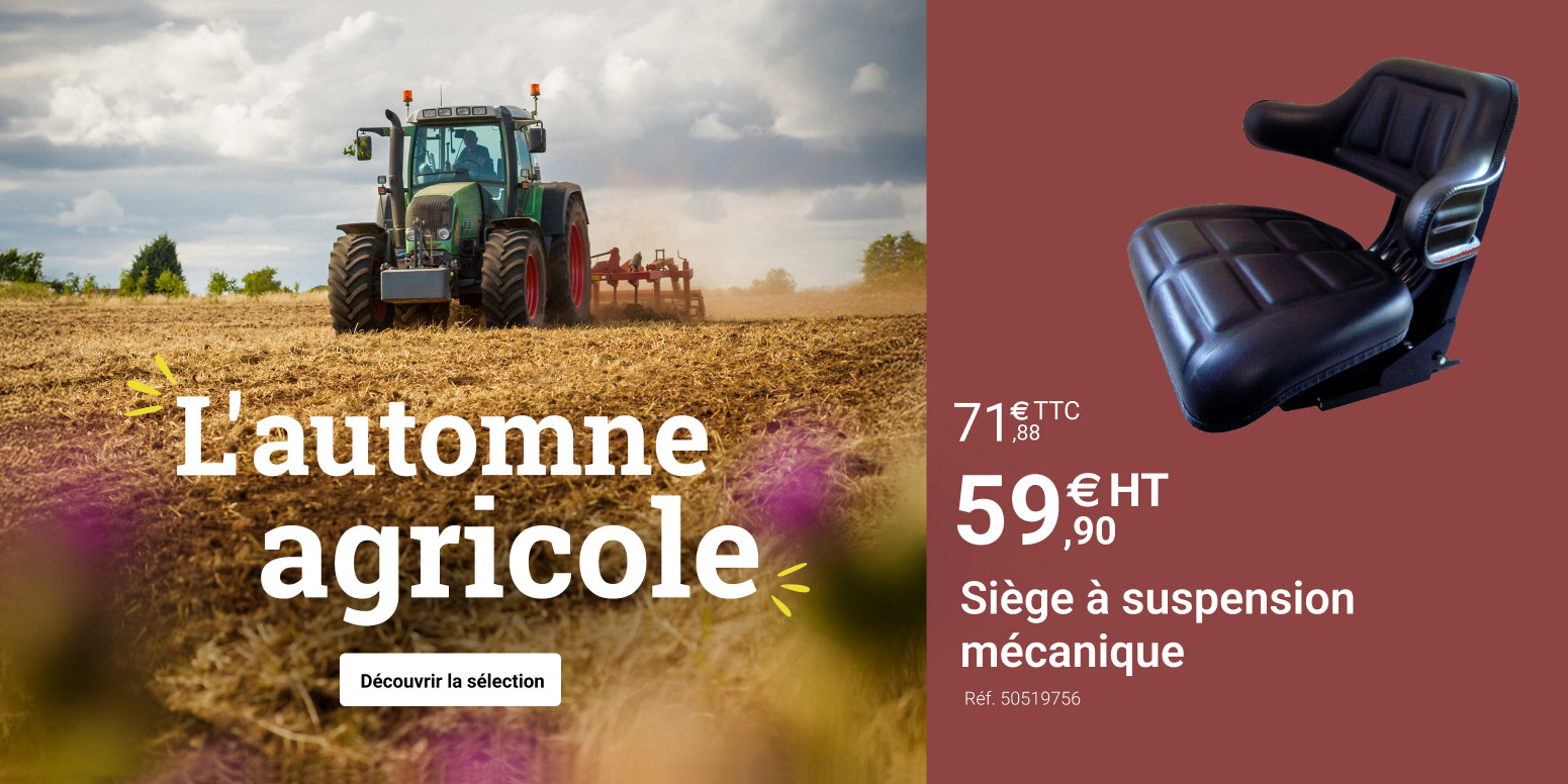 Automne agricole - tracteur qui laboure un champ - Siège à suspension mécanique